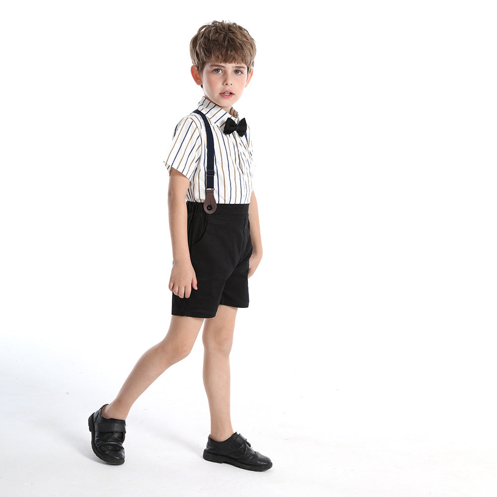 Korean style boys' striped shirt set - new spring collection - kids' spring/summer outfit - stylish boy's clothing - trendy baby boy clothes