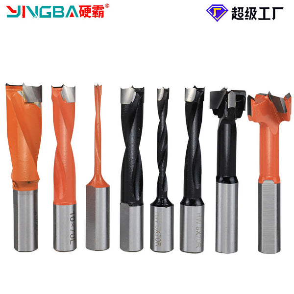 Hard bar carbide numerical control woodworking row drill bit forward and reverse hinge to hinge machine three-in-one woodworking hole opener