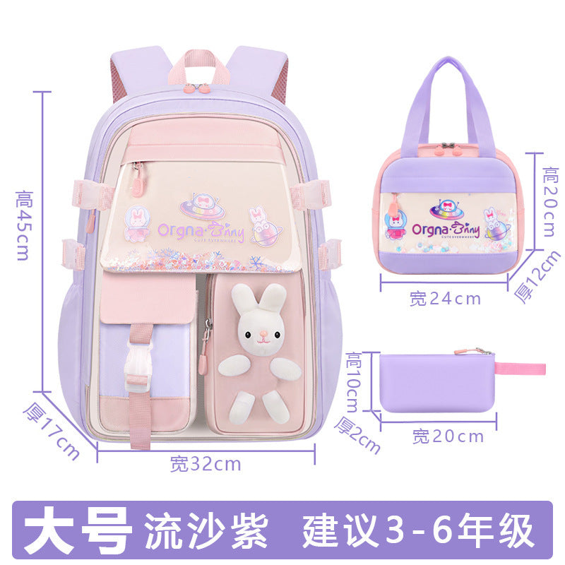 quicksand children's schoolbag for elementary school girls grades 1-3-6 cute princess reducing the burden backpack wholesale