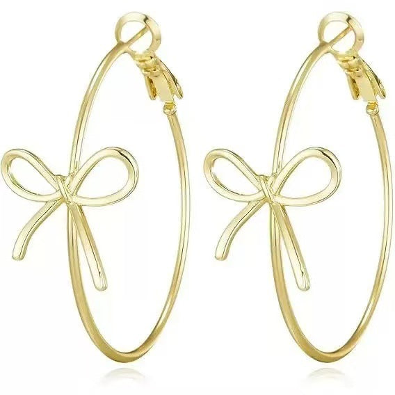 Exaggerated elegant bows earrings women's niche design unique earrings square and round face show face small big earrings earrings