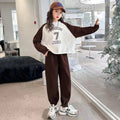 Girls' outfit  new style: trendy and stylish casual loose-fit hoodie and sweatpants set for spring and autumn, two-piece family matching outfit