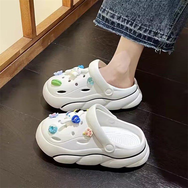 2024new arrival shit-stepping clogs for women outwearsummercutepopularthick sole nurse beach two-wear toe-cap slippers