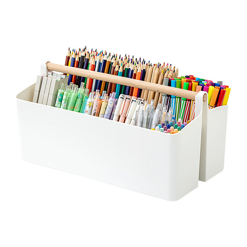 Hand-held colored pen marker storage box, grid large-capacity pen holder, finishing, student brush desktop stationery storage box
