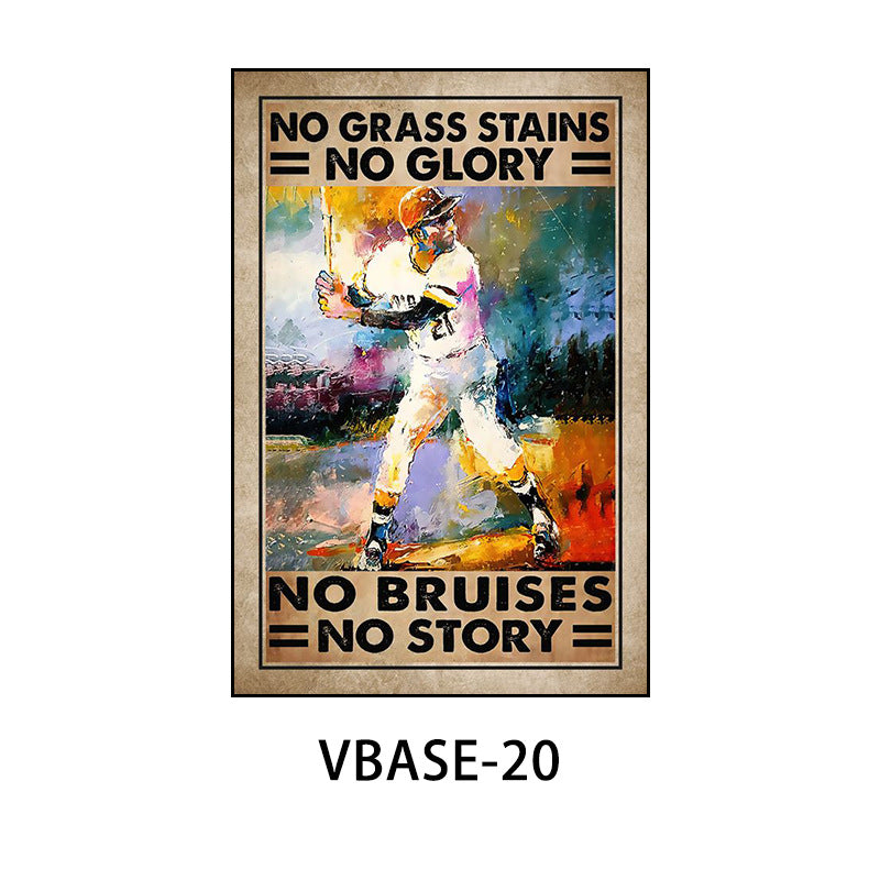 American retro baseball poster decorative painting gym gym hanging painting inspirational sports theme bar mural