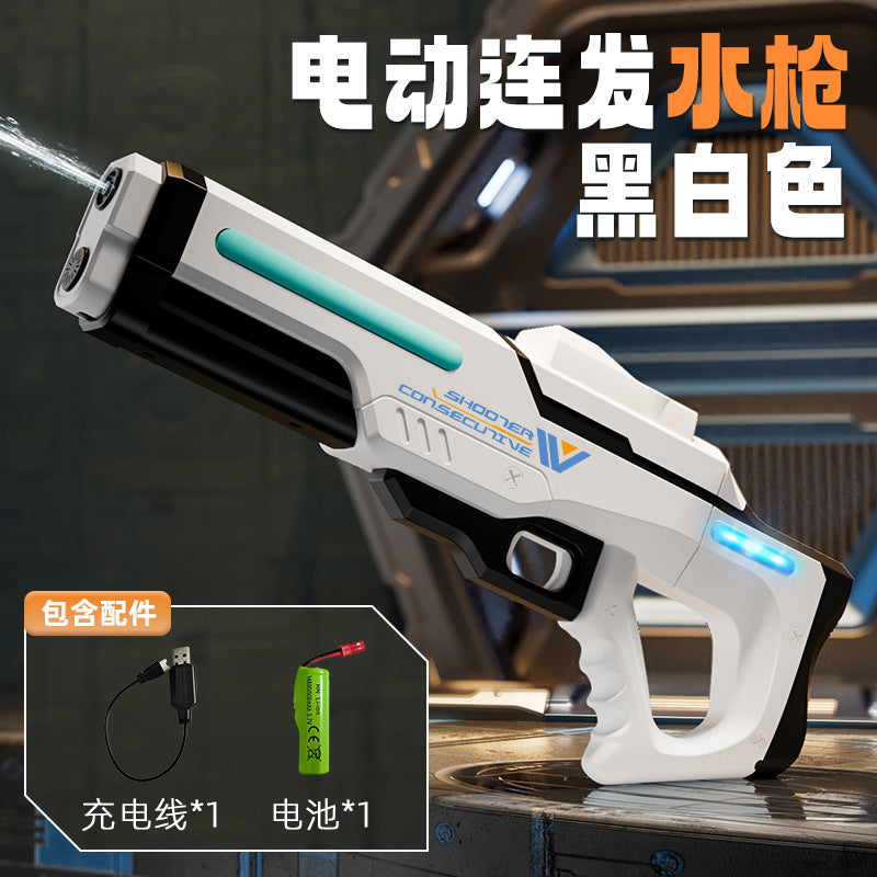 [customized] black technology electric high-pressure water gun light large-capacity self-priming burst summer toy pulse water gun