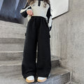 Girls' casual pants - autumn/winter fleece-lined,  new style, stylish children's trousers, loose wide-leg winter pants for mid-to-large children
