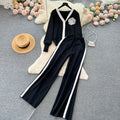 Elegant and chic knit set for women: autumn/winter loose-fit long sleeve shirt + high-waisted drape pants