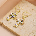 European and american cross-border new alloy cross pattern pearl stud earrings - light luxury, high-end design women's earrings jewelry
