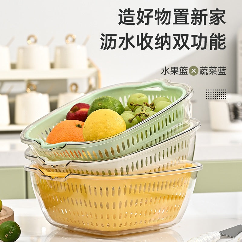 Personalized double-layer sink drain basket six-piece set kitchen living room for home fruit washing plate casual vegetable basket