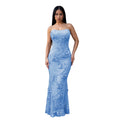C7686 cross-border   fashion women's sexy mesh bandeau floral dress
