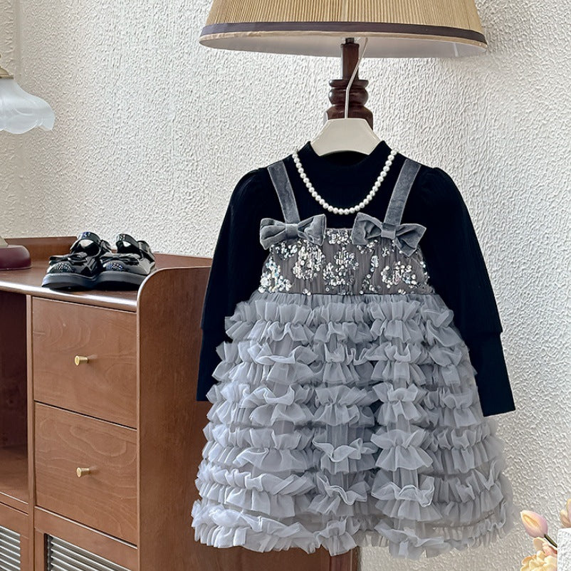 Girls' dresses: new autumn  collection - elegant fleece-lined birthday dress for little girls, super fairy tutu princess dress for children