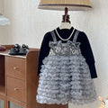 Girls' dresses: new autumn  collection - elegant fleece-lined birthday dress for little girls, super fairy tutu princess dress for children