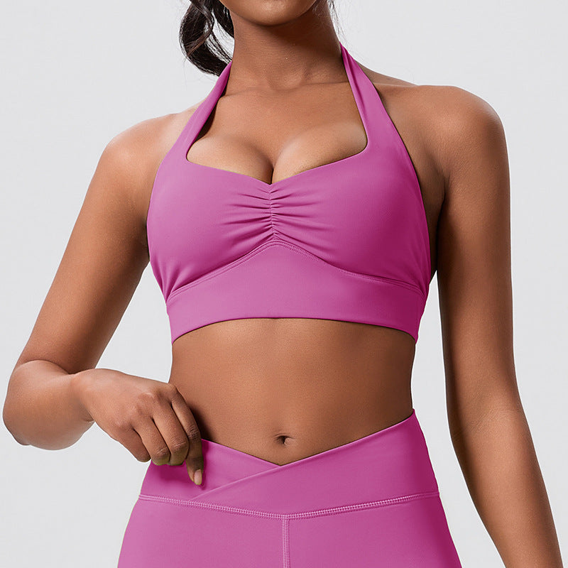 new peach butt workout yoga set - halter top & outdoor fitness outfit