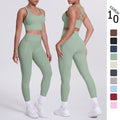 New arrival cross beautiful back cloud sense tight yoga suit suit women's high waist hip pocket sports fitness suit two-piece set
