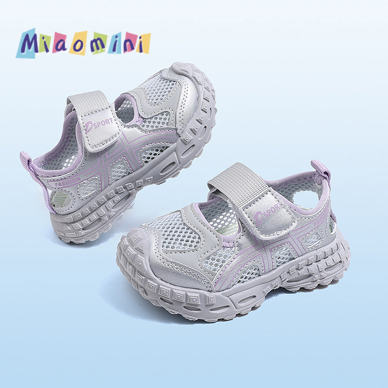 Summer kids sneakers breathable mesh girl frame shoes soft bottomnon-slip boys toe cap sandals 1-6 years old