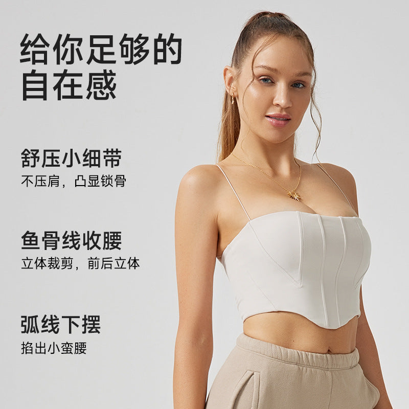 New all-in-one outwear sports intimates sleeveless sling slimming look beautiful back dance fitness women's yoga intimates with breast pads