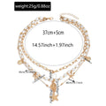 European and american cross-border summer seaside starfish and conch necklace for women multi-layered design sense vacation imitation pearl clavicle chain
