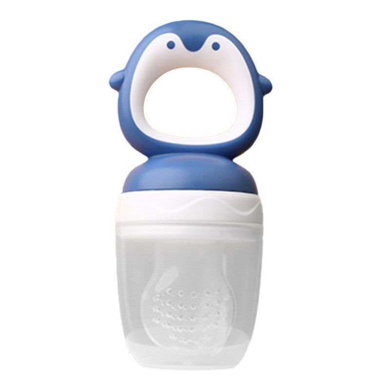 English card baby bite music fruit and vegetable music children's silicone pacifier penguin shape baby fruit complementary food bag factory