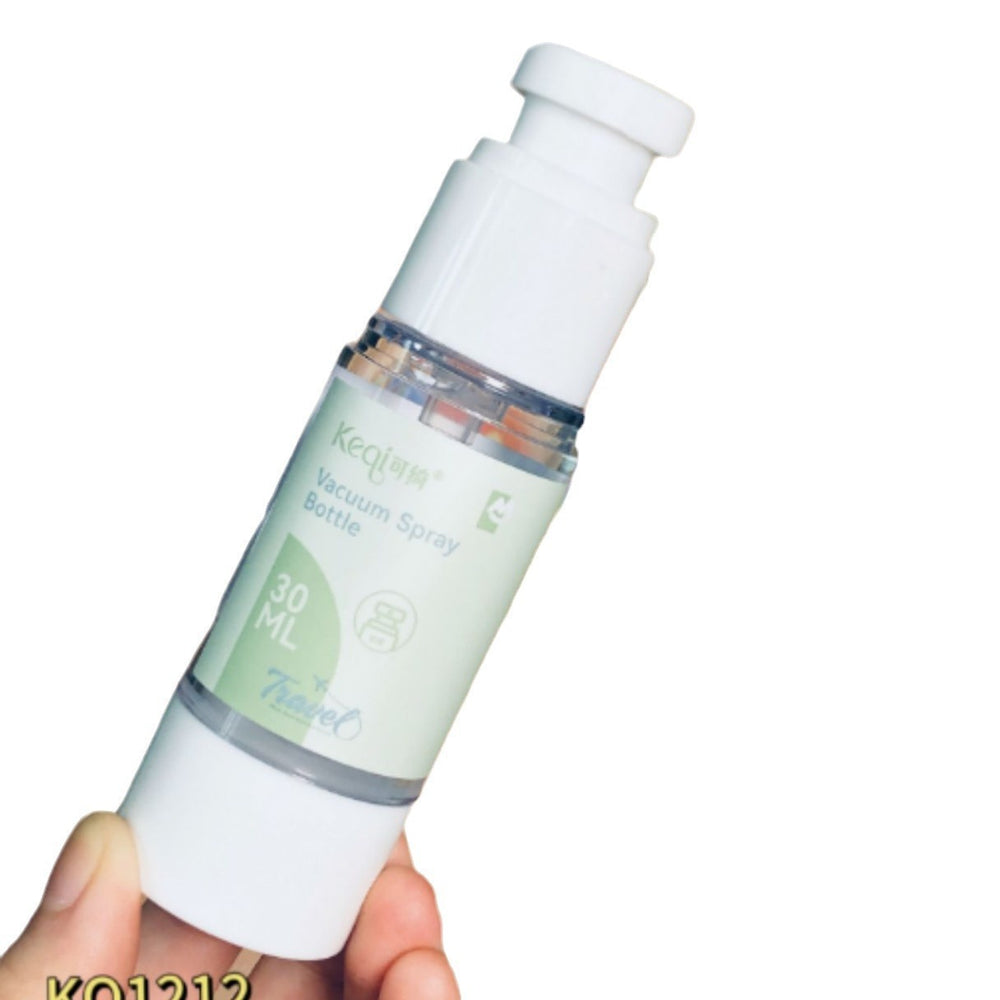 Keqi new arrival vacuum spray bottle travel refill bottle 30ml rejuvenating portable vacuum lotion cosmetic bottle hot sale