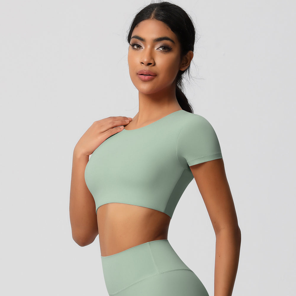 New arrival: barely-there feel, high-intensity compression yoga top. brushed fleece, built-in bra, quick-dry running & workout top for women