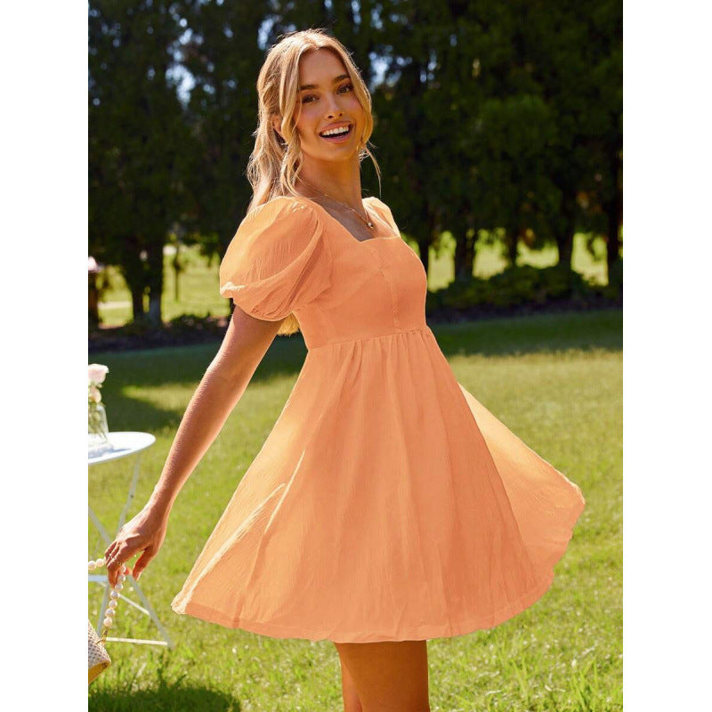 fashionsweetelegant floral casualelegance puff sleeve pastoral style printing holiday dress