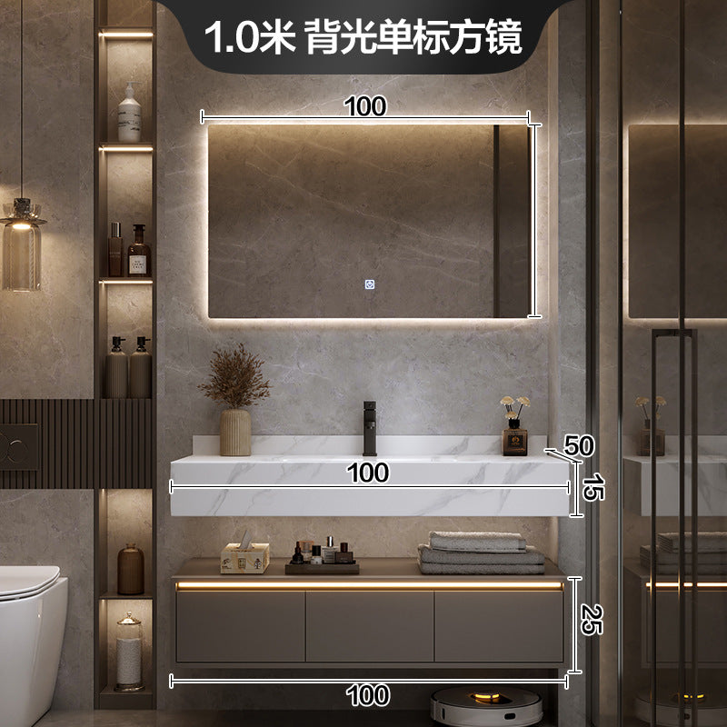 [Spot] Multifunctional storage rack, rock slab hot bending integrated basin, bathroom, washstand, face wash, bathroom cabinet combination