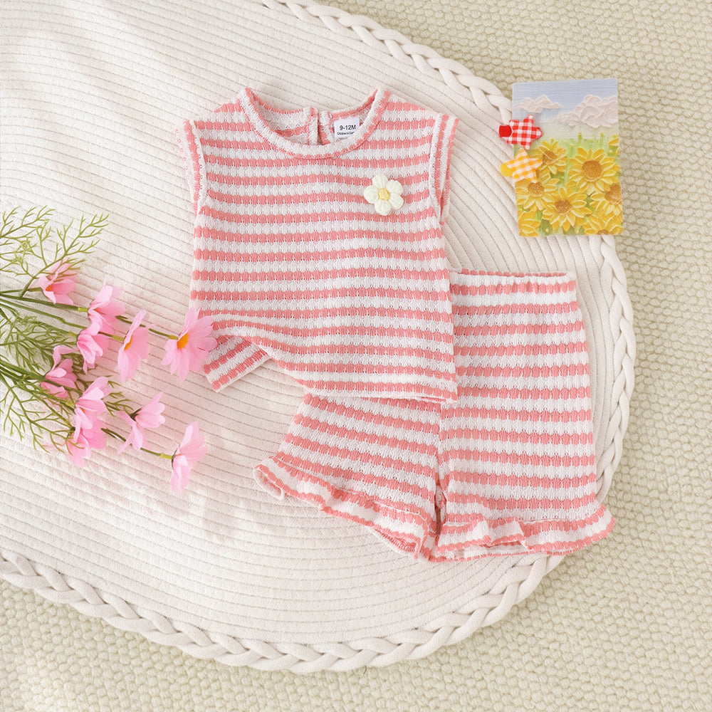 Baby clothing kids set children outfit pink short-sleeved t-shirt shortstwo-piece set