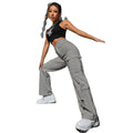 Amazon tiktok pinduoduo export cross-border fashion women's gray multi-pocket hole wide leg workwear pants