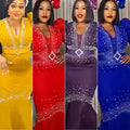 new european and american style sexy rhinestone embellished bodycon dress african women's plus size  floor-length maxi dress