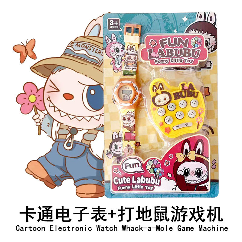Factory direct electronic watch + whack-a-mole game console charm set - kids' cartoon watch