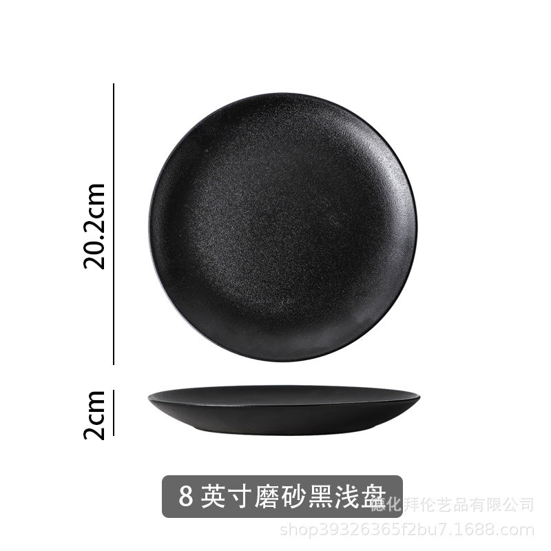Ceramic matte white western dinner plate, matte steak plate, wear-resistant pasta plate, gold-rimmed matte dinner plate - wholesale from manufacturer