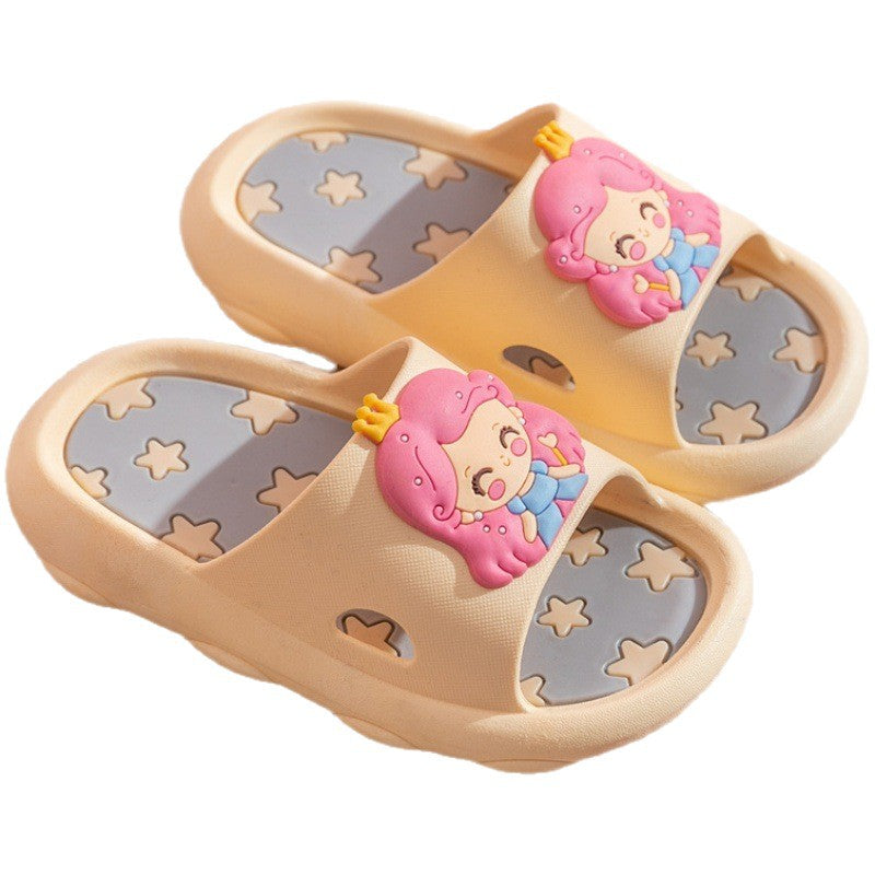 Kids' summer cartoon slippers - boys' indoor home anti-slip soft sole bathroom cute girls' baby princess sandals