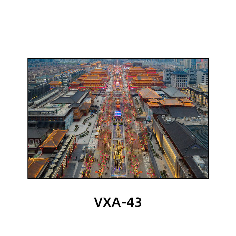 陕西装饰画西安长安古城风景建筑面馆挂画美食餐厅饭店包厢壁画