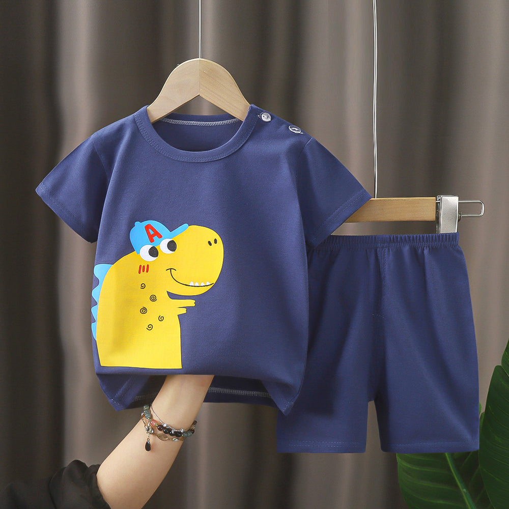 Summer children's clothing set: pure cotton t-shirt & underwear for boys and girls, baby & infant short-sleeve tee and shorts - dropshipping available