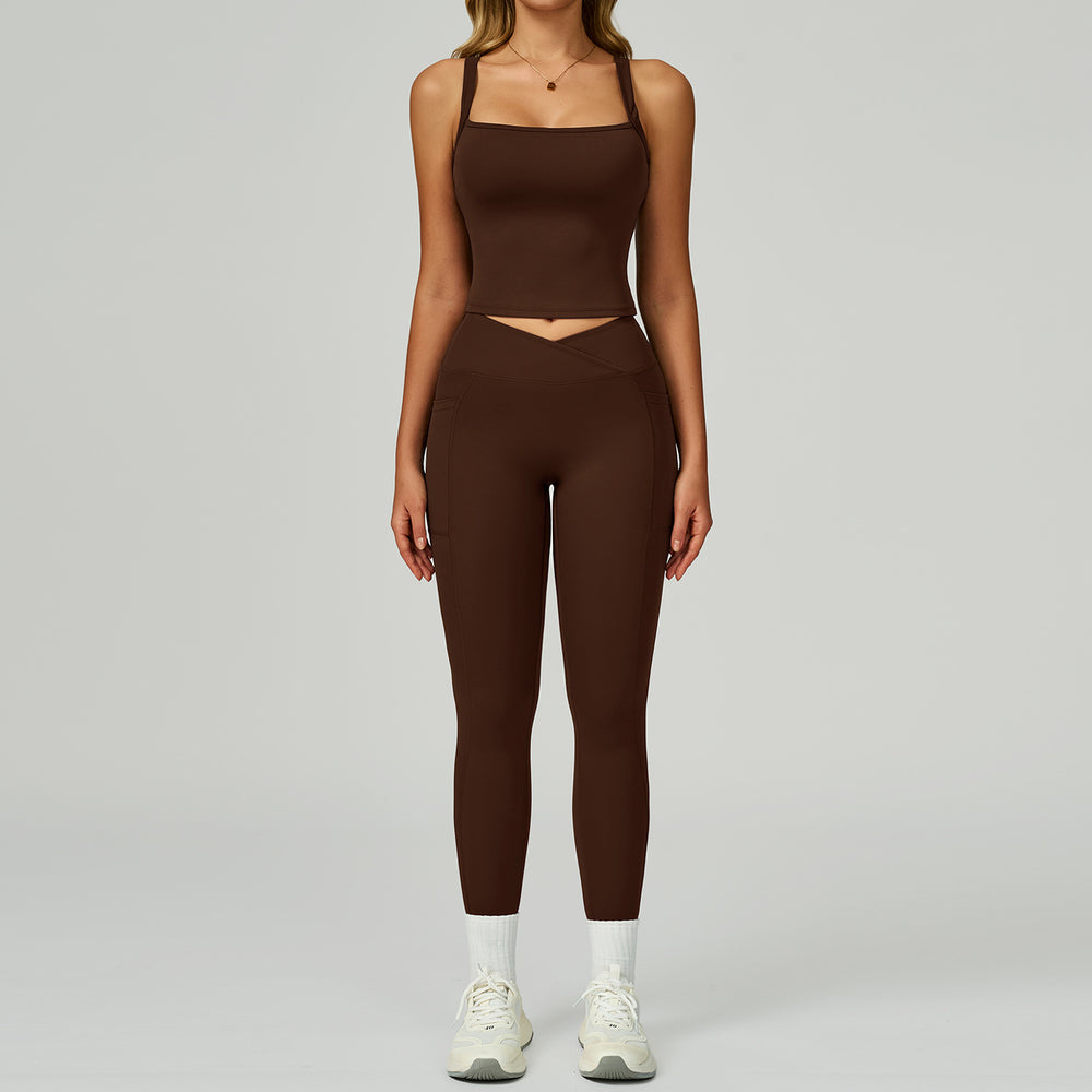 nude yoga suit cut out beautiful back yoga suit women's high waist belly wrap tight running fitness suit 2030