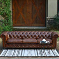 American classic retro genuine leather sofa - perfect for living rooms, small to large apartments, cigar rooms, private wine cellars, wineries, and mid-century modern styles