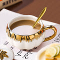 European-style quirky ceramic mug, unique pumpkin mug, high-end office milk and coffee cup, afternoon tea cup and saucer