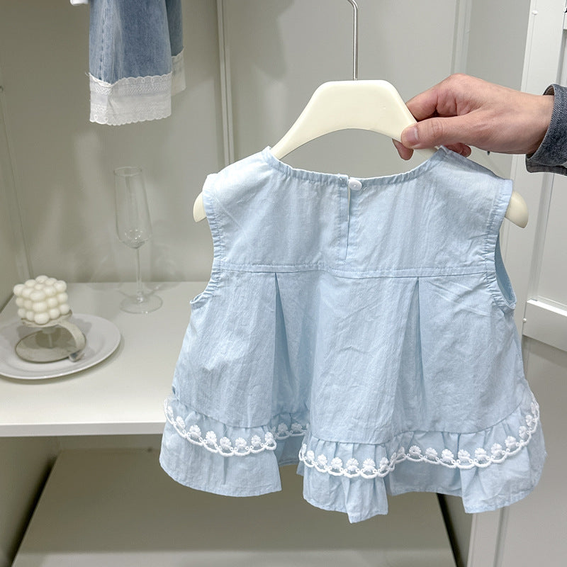 Girls'  dress: sweet, cute, and stylish - a fashionable and ethereal pink lace dress for girls