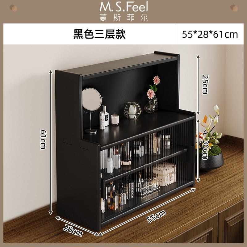 Solid wood desktop cosmetics storage box rack countertop sundries storage cabinet desk figure display finishing cabinet
