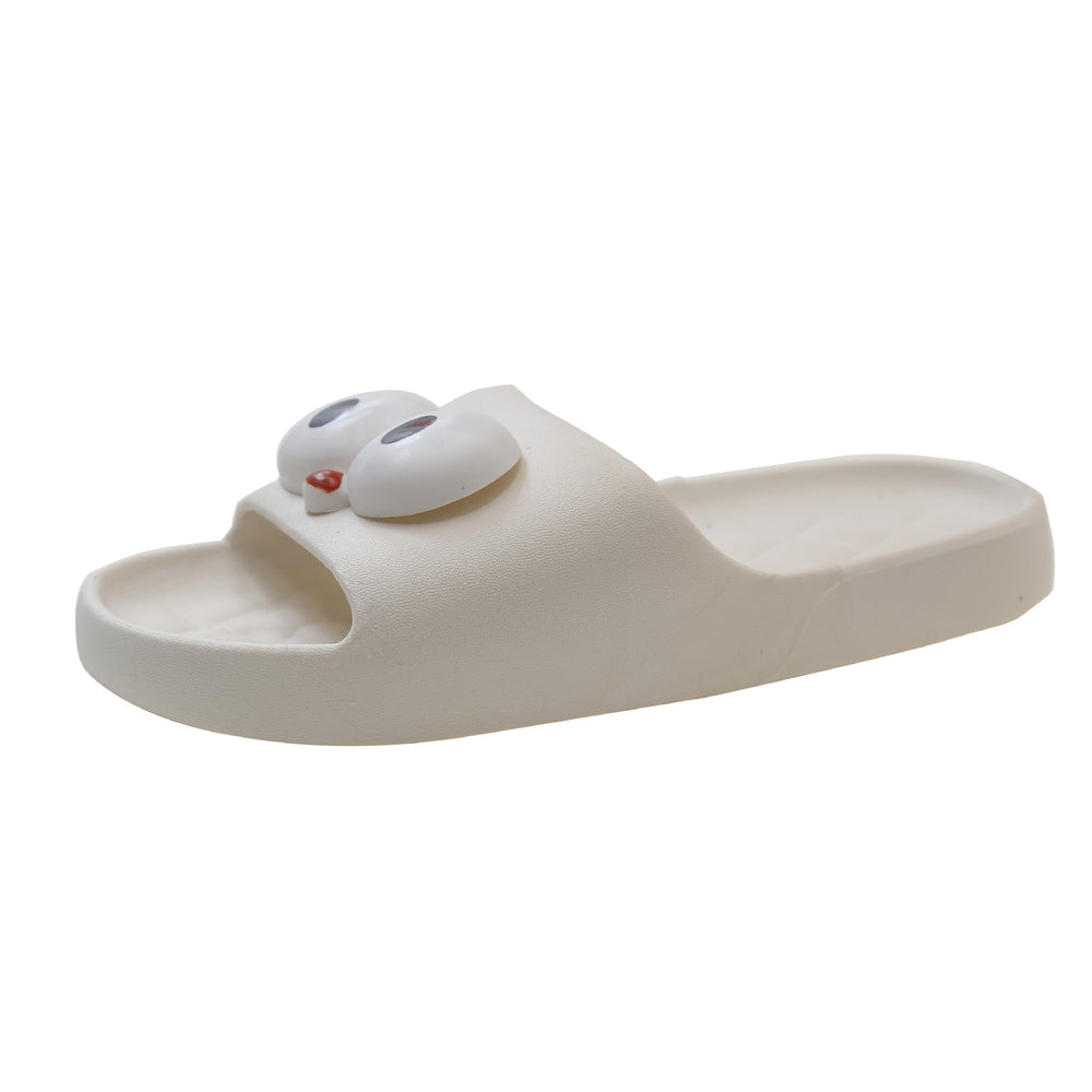 2024new arrival women's summer home cartoon big-eyed bird thick sole one-word casual beach slippers for women