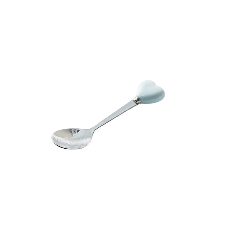 High-style ceramic handle forks, stainless steel household spoons, heart-shaped coffee stirrers, creative dessert spoons - wholesale