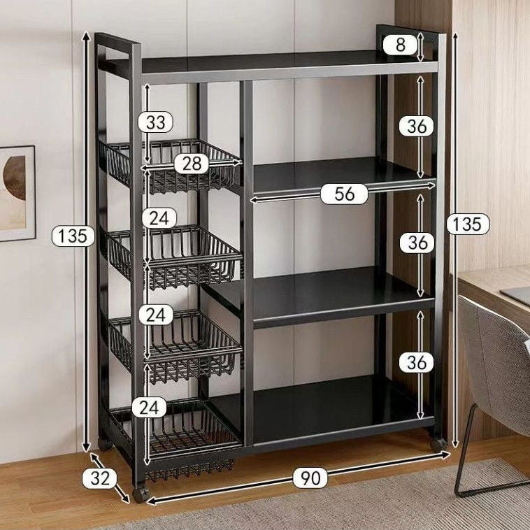 Kitchen storage rack vegetable floor-standing movable trolley multi-layer storage rack for home fruit and vegetable multi-functional vegetable rack