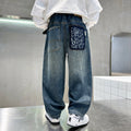 Boys' fall denim pants, spring collection, mid-to-large size, loose fit,  new style, kids' straight-leg trousers, spring/autumn season