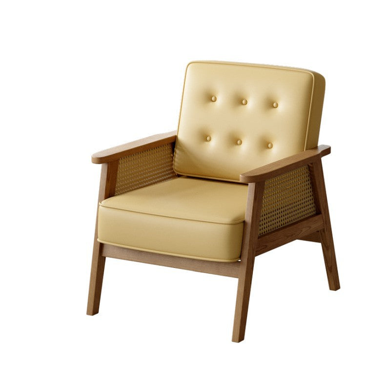 Customized wabi sandy wind woven rattan cafe tables and chairs dessert shop catering shop milk tea shop solid wood negotiation leisure area tables and chairs