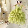 Sleeveless dress  girls' summer outfit new summer children's princess style chic baby beach dress
