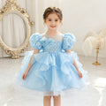 Ready-to-ship new bubble sleeve floral children's formal dress wedding princess gown baby girl party dress kids dress