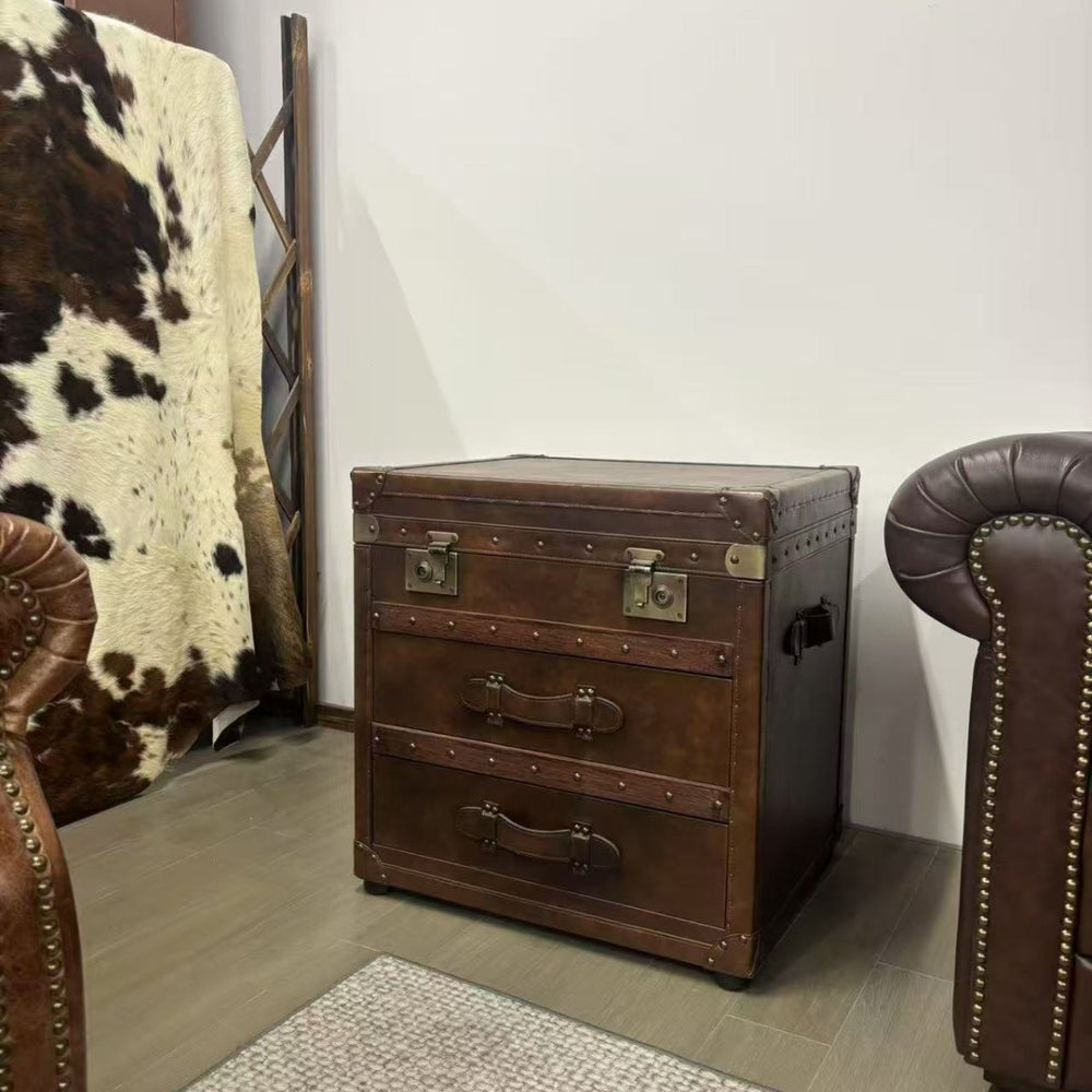 Storage coffee table living room retro leather box casual modern american country storage distressed coffee table log european style