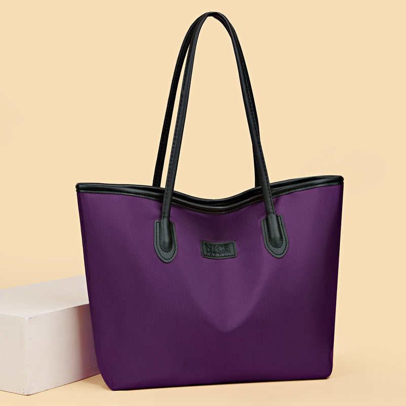 Large capacity women's shoulder bag 2024 new fashion versatile tote bag simple oxford cloth tote bag mom bag