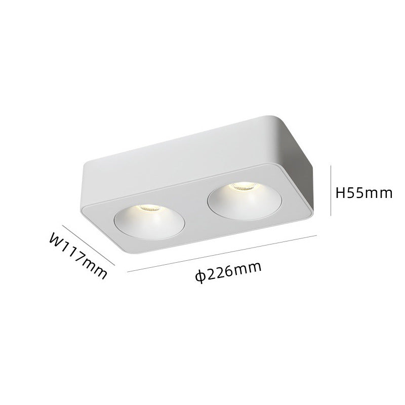 Full spectrum four-headed square ultra-thin surface mounted spotlights simple living room without main light lighting deep anti-glare led gall light