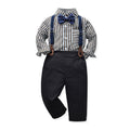 Japanese and korean boyssuitpopularstripeslong sleevesshirtchildren's clothingtrendykidsautumnew arrivaldungareesgentleman's dress
